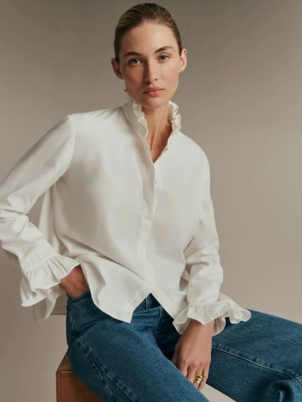 Sezane ERINE SHIRT Size: US4/EU36 Color: Ecru
